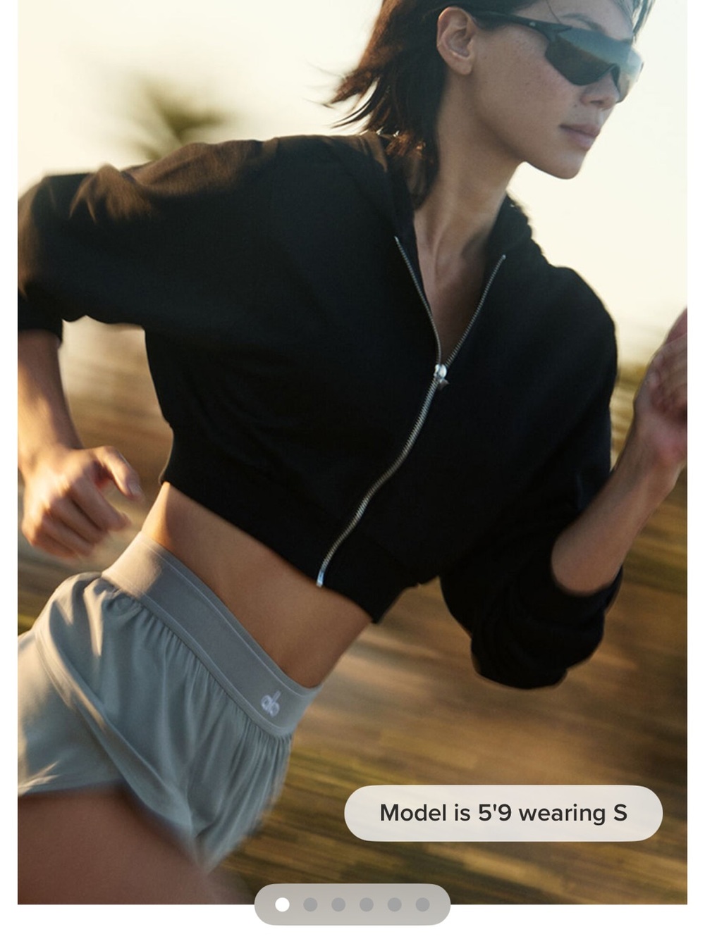 ALO Yoga Sweet Escape Black Cropped Zip Hoodie size Small